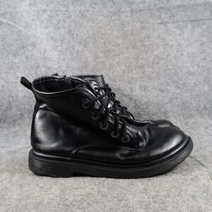 Steve Madden Shoes Kids 4 Boots Combat Black Lace Up Side Zip Round Toe Shortie